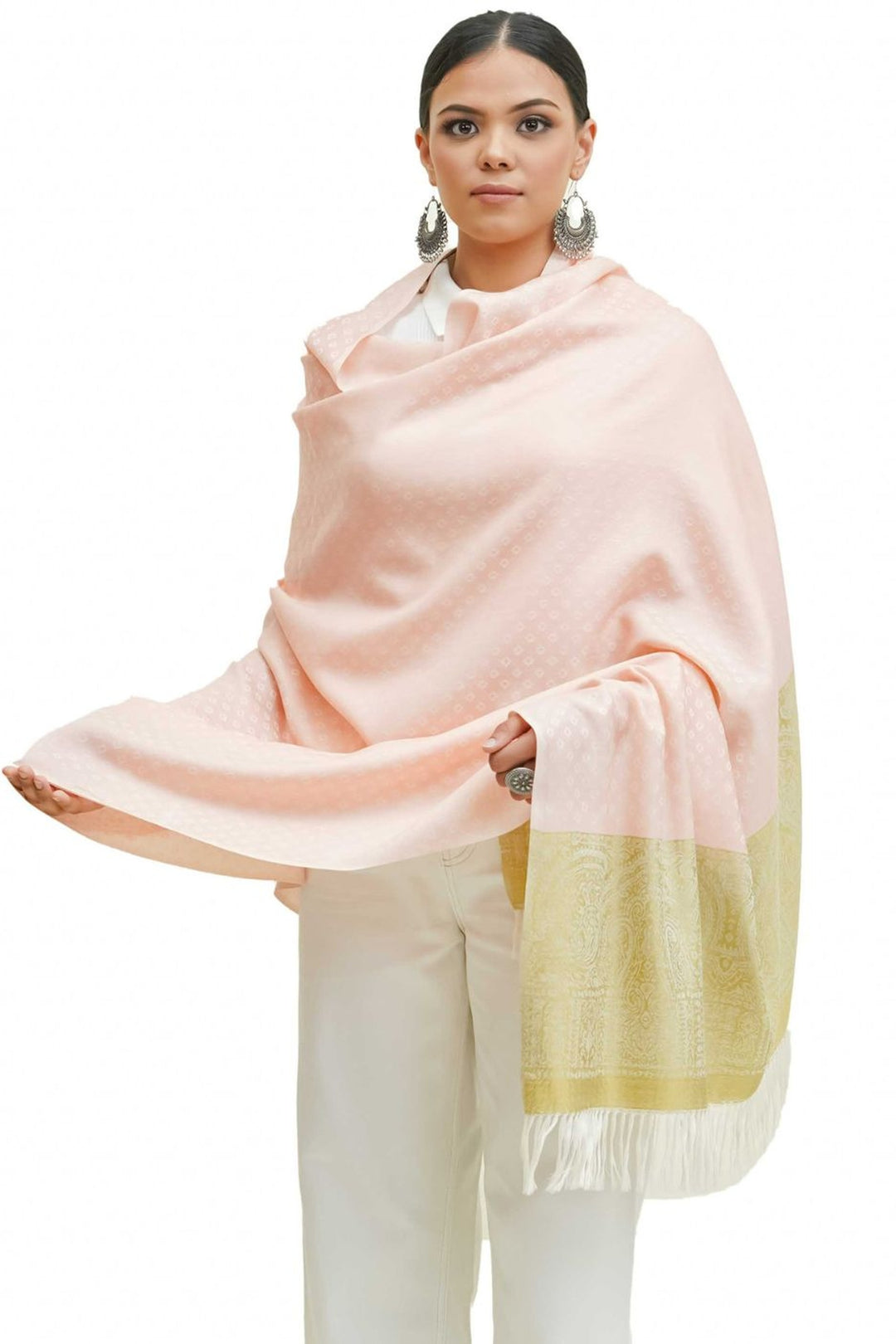 Silk Wool Jacquard Shawl With Elegant Palla