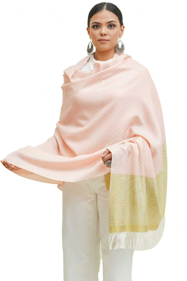 Silk Wool Jacquard Shawl With Elegant Palla