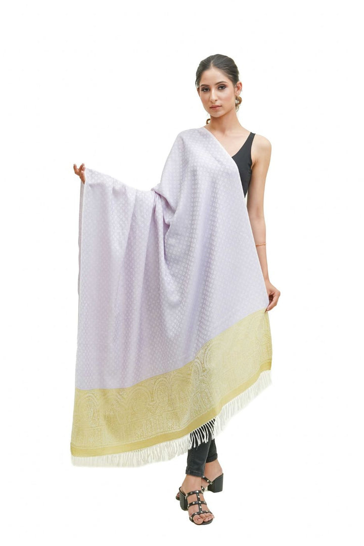 Silk Wool Jacquard Shawl With Elegant Palla