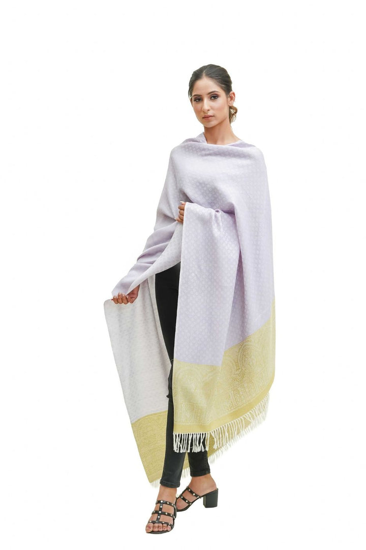 Silk Wool Jacquard Shawl With Elegant Palla