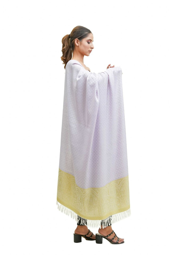 Silk Wool Jacquard Shawl With Elegant Palla