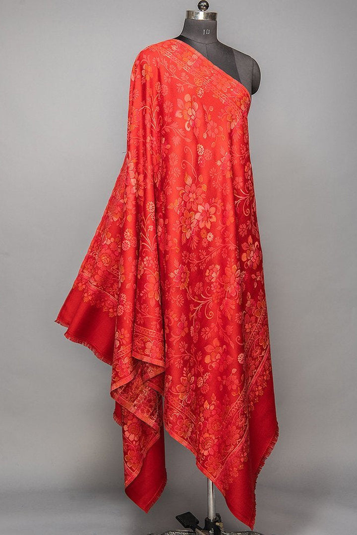 Woven Jacquard Shawl In Merino Wool