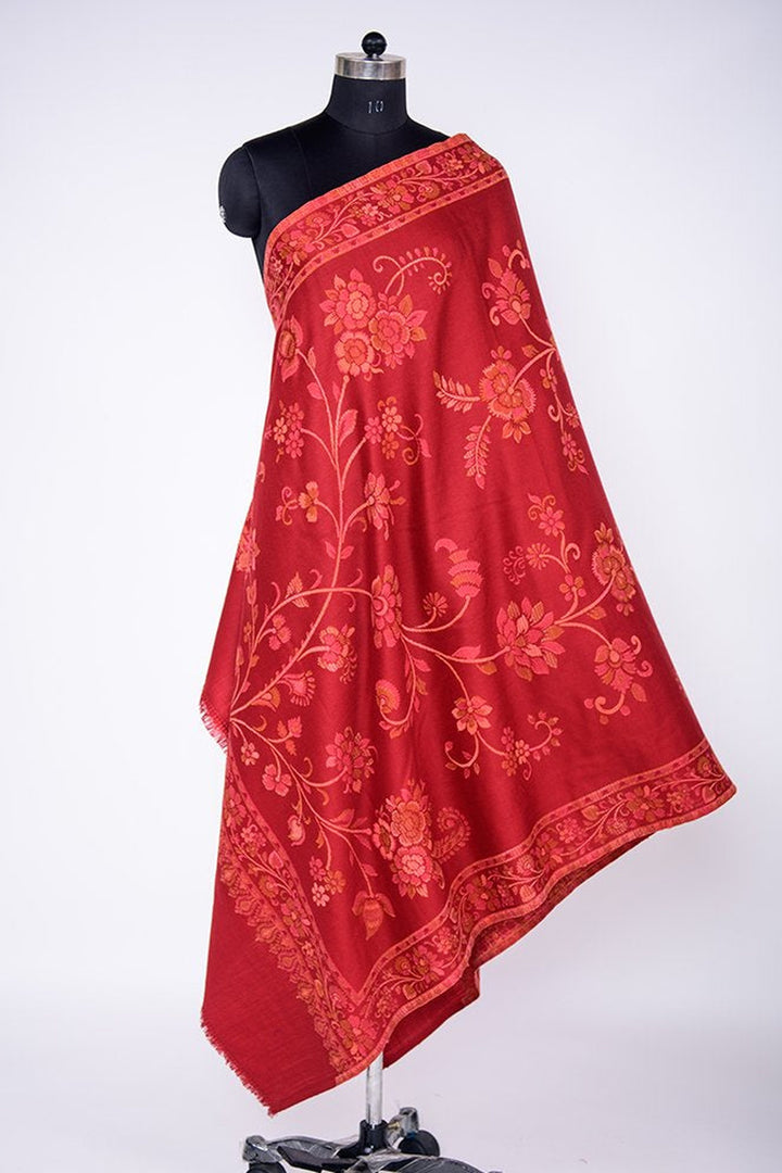Woven Jacquard Shawl In Merino Wool