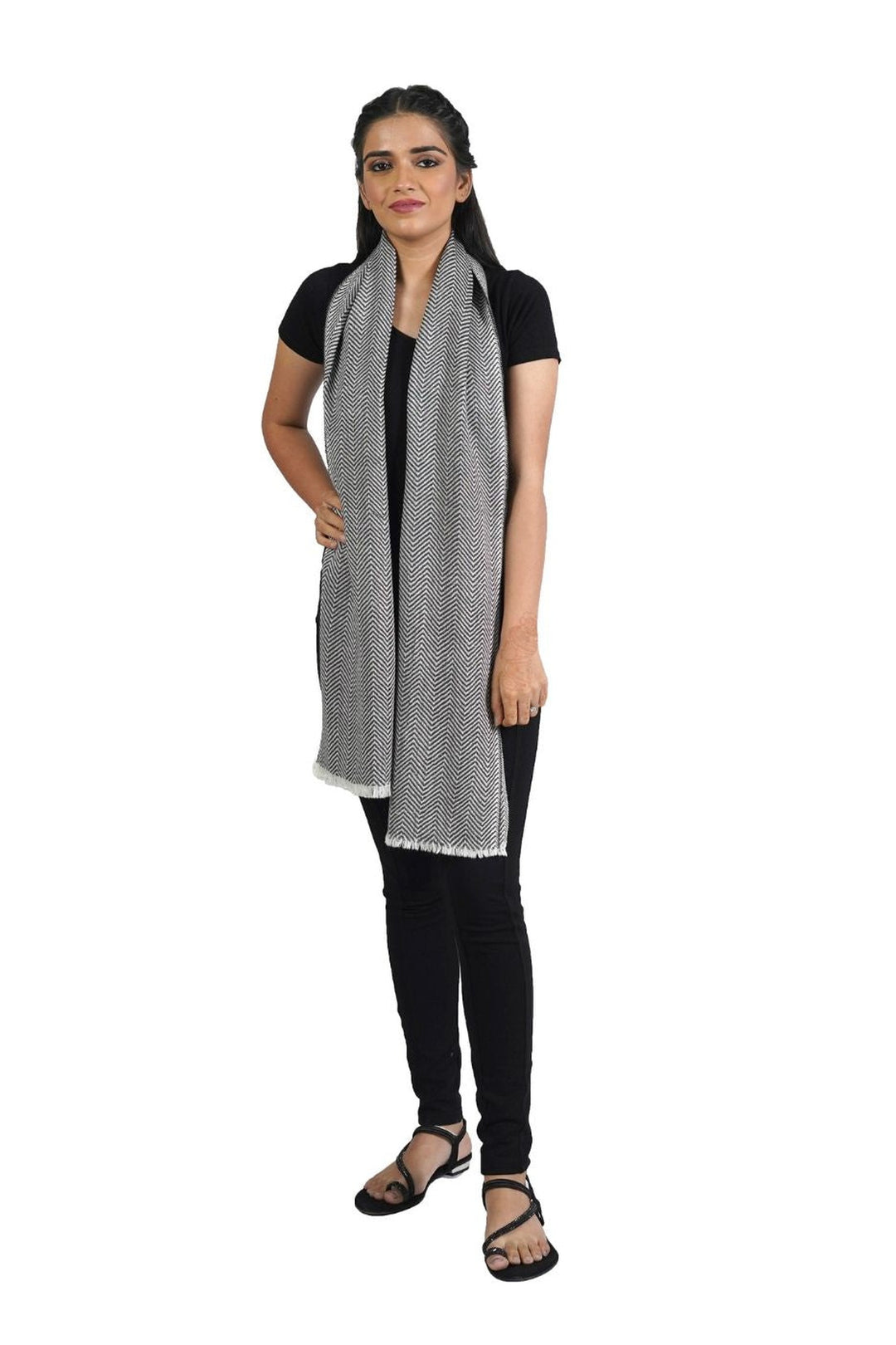 Thick Merino Wool Scarf - Zigzag