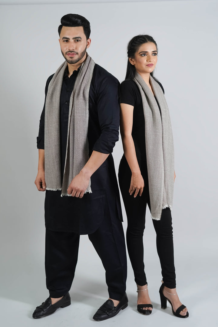 Thick Merino Wool Scarf - Zigzag