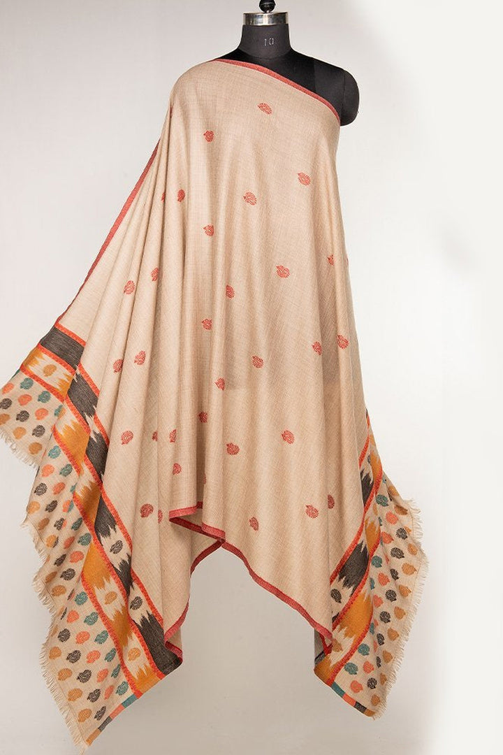 Merino Wool Woven Kani Women's Shawl - Ikat Design