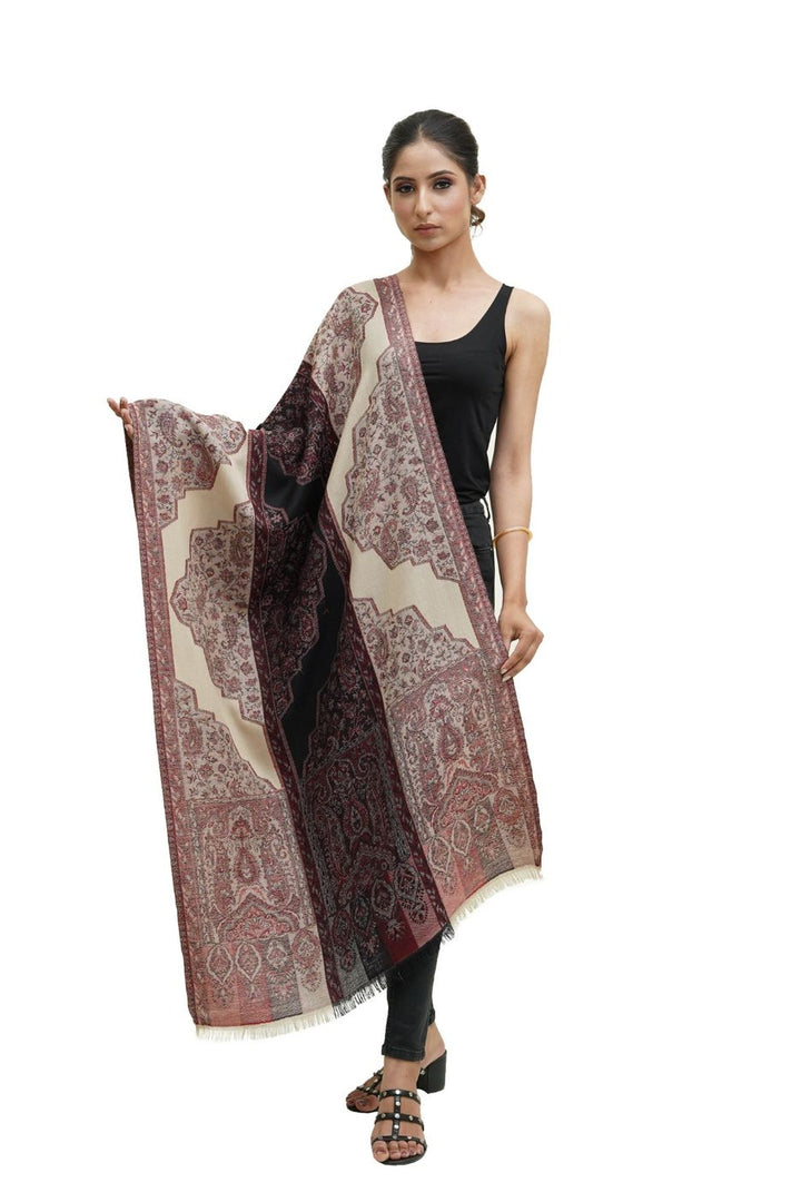 Merino Wool Jamawar Women's Stole In Two Colour
