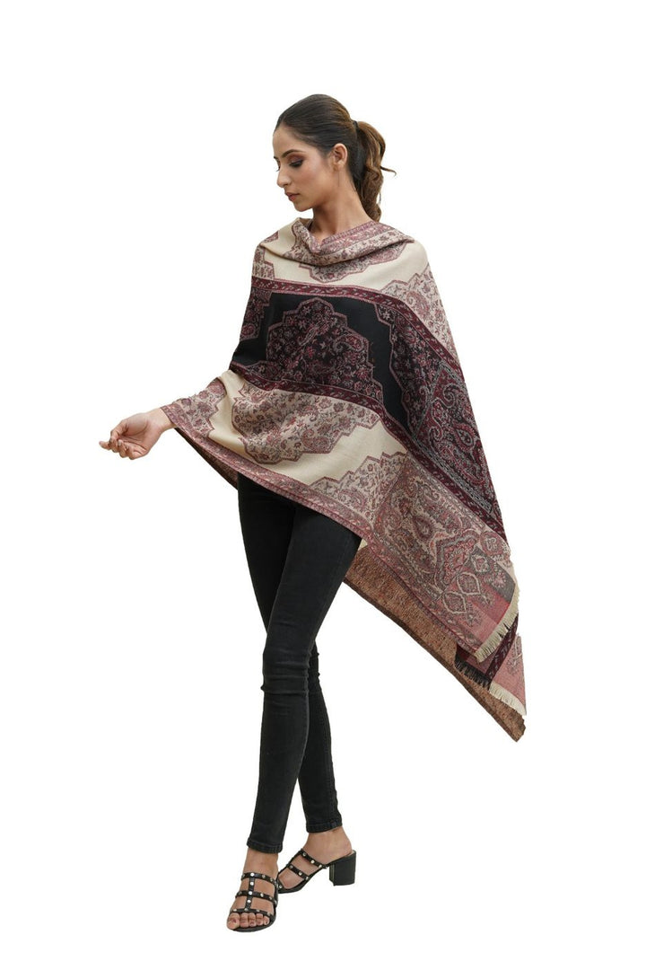 Merino Wool Jamawar Women's Stole In Two Colour