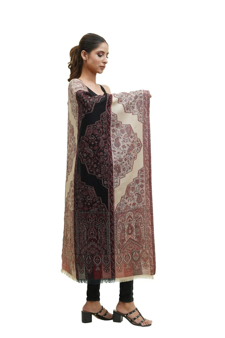 Merino Wool Jamawar Women's Stole In Two Colour
