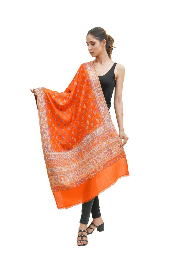 Kani Women's Stole With Border Booti Jaal