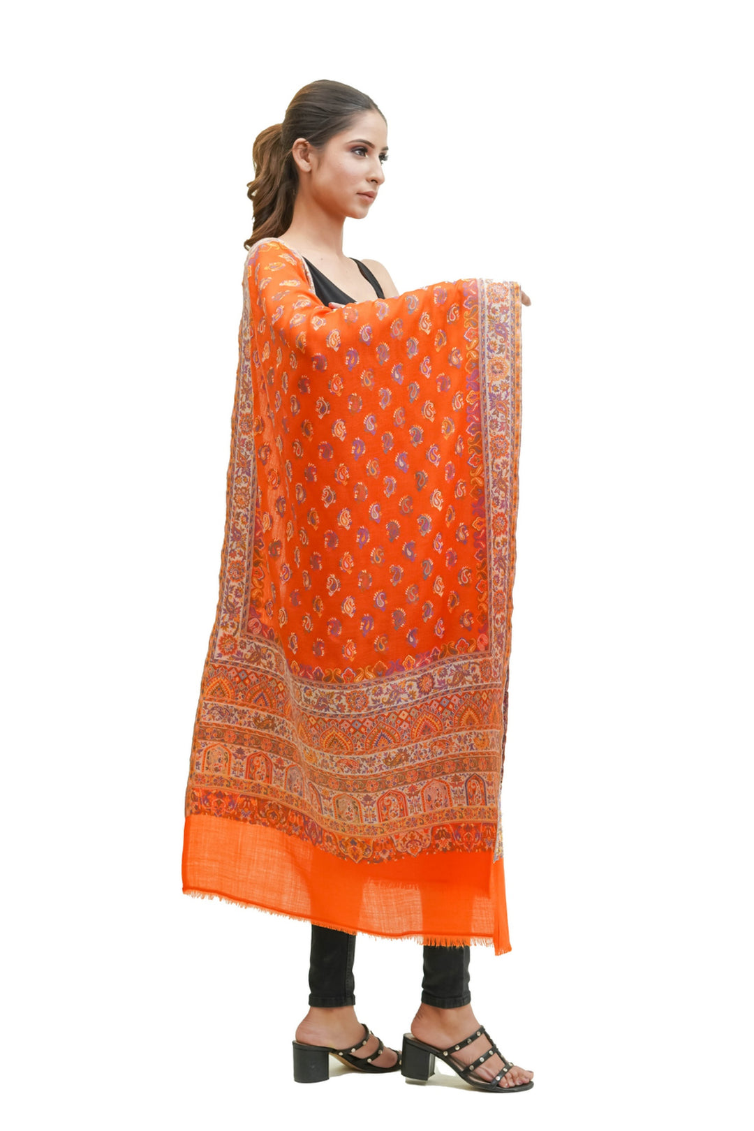 Kani Women's Stole With Border Booti Jaal