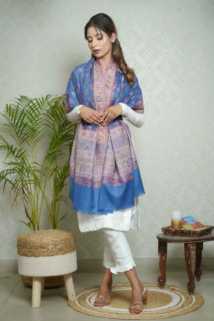 Kani Women's Stole With Border Booti Jaal