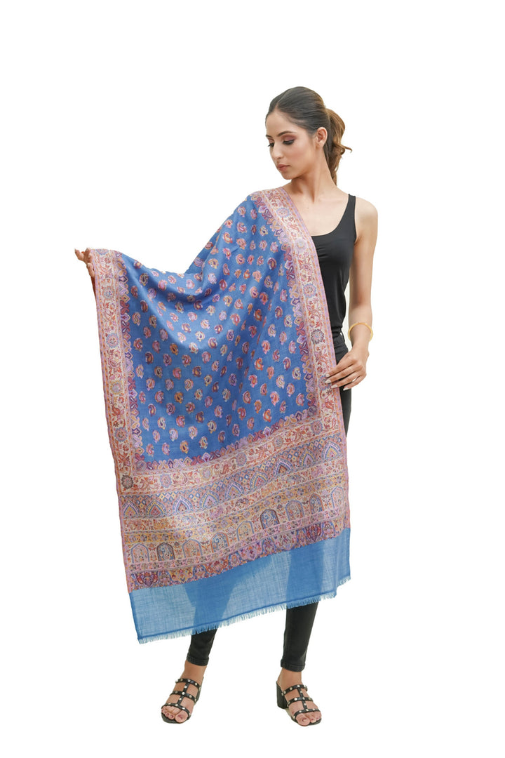Kani Women's Stole With Border Booti Jaal