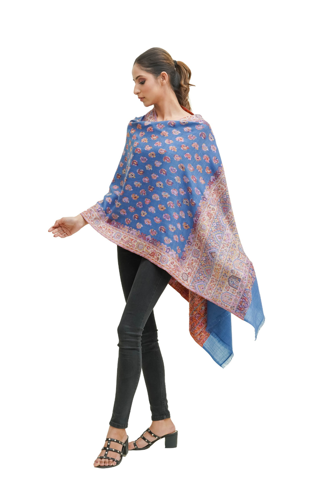 Kani Women's Stole With Border Booti Jaal