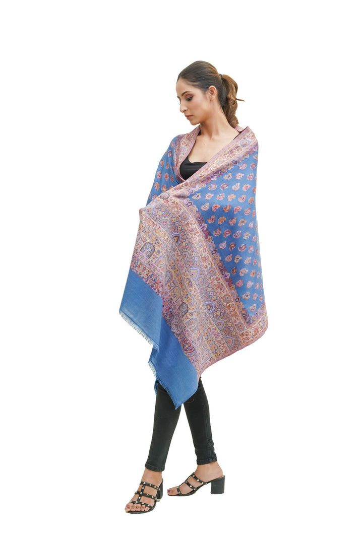 Kani Women's Stole With Border Booti Jaal