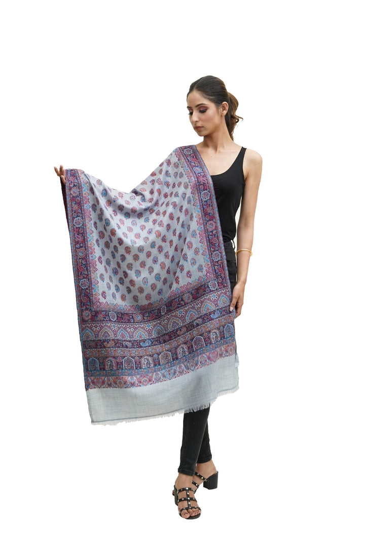 Kani Women's Stole With Border Booti Jaal