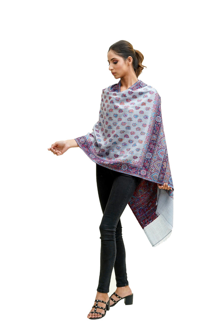 Kani Women's Stole With Border Booti Jaal