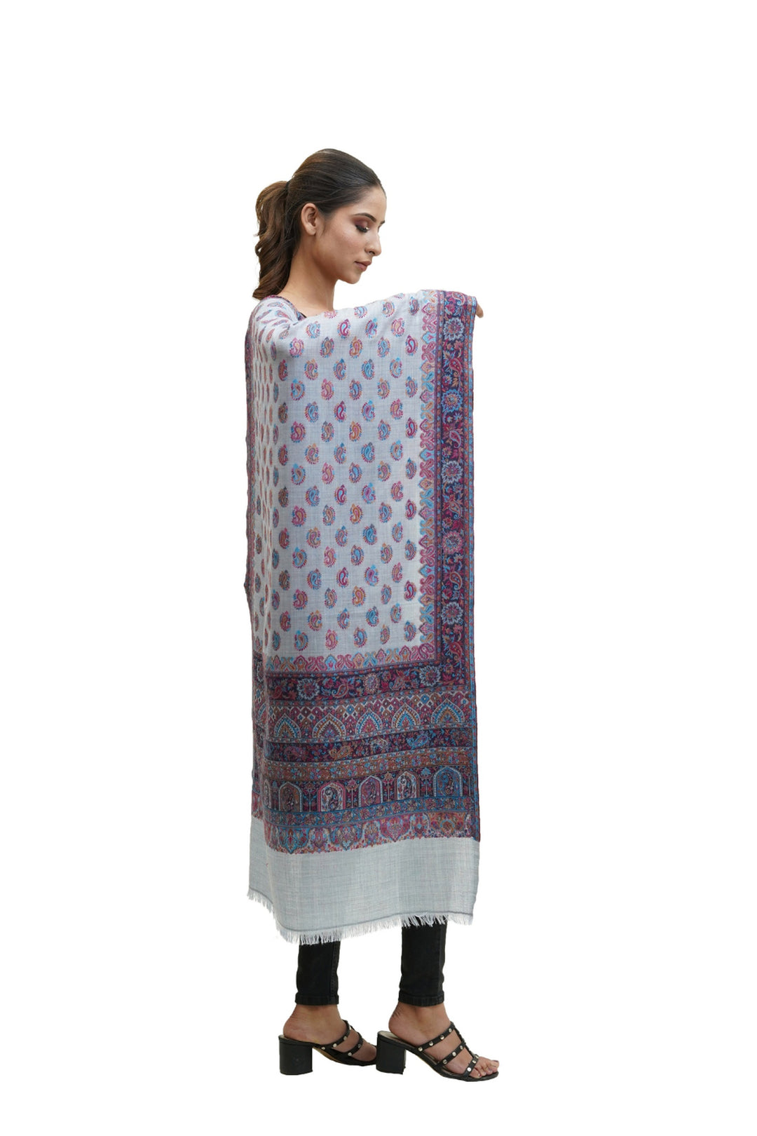 Kani Women's Stole With Border Booti Jaal