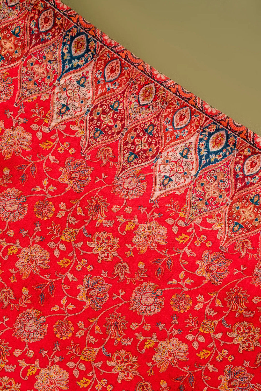 Floral Panel Style Unstitched Suit With Reversible Dupatta