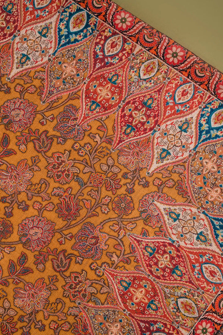 Floral Panel Style Unstitched Suit With Reversible Dupatta