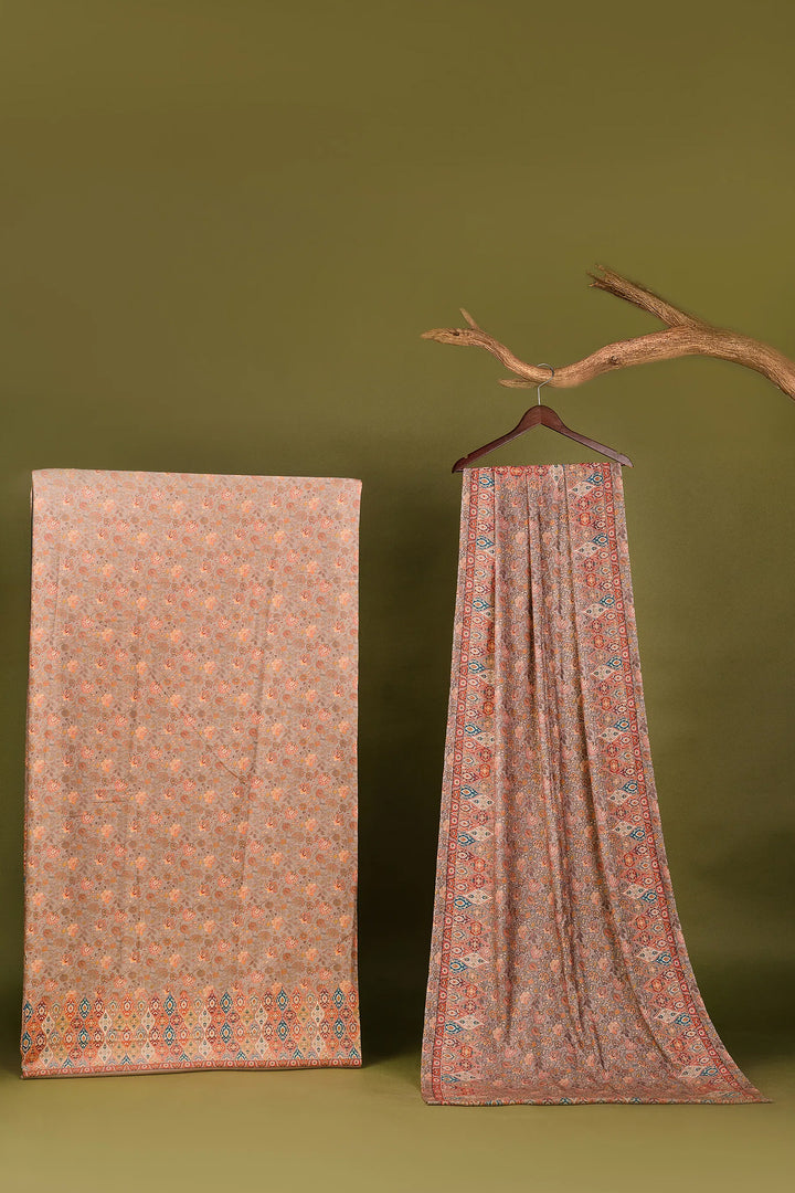 Floral Panel Style Unstitched Suit With Reversible Dupatta