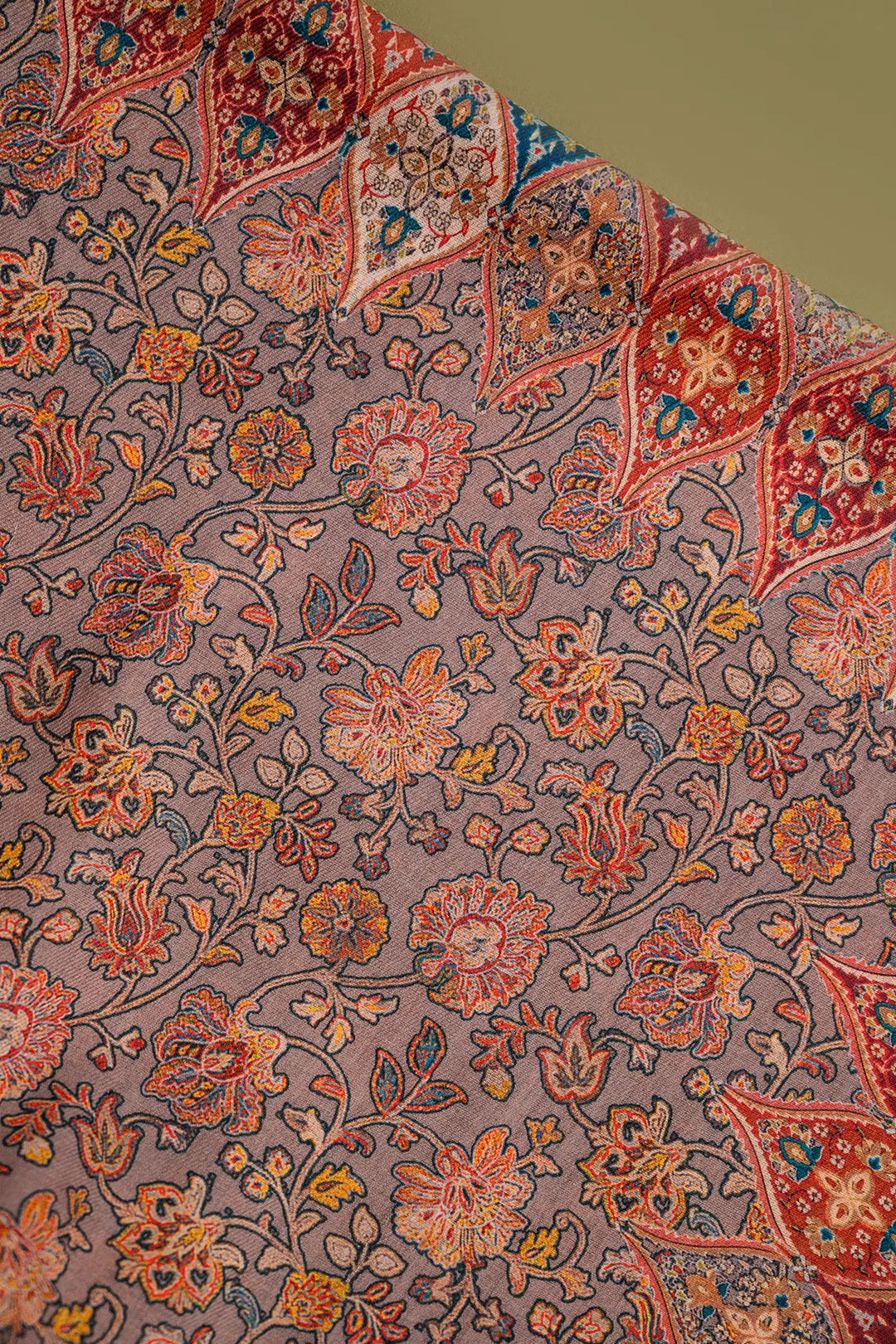 Floral Panel Style Unstitched Suit With Reversible Dupatta