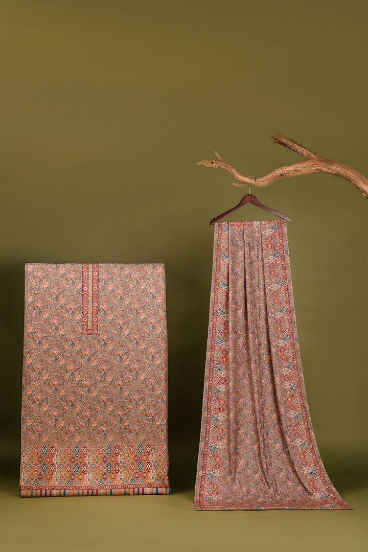Floral Panel Style Unstitched Suit With Reversible Dupatta