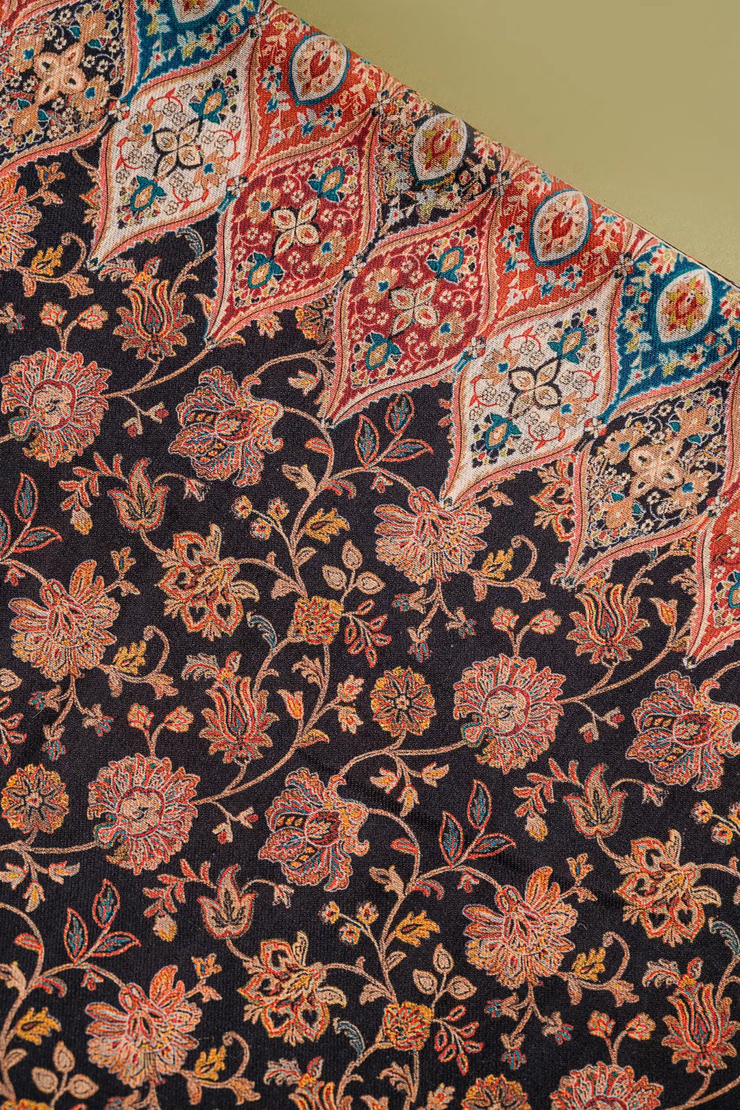 Floral Panel Style Unstitched Suit With Reversible Dupatta