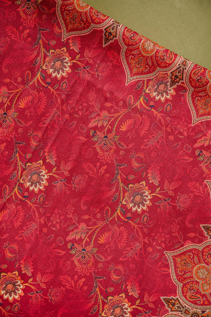 Traditional Pallu Unstitched Suit With Reversible Dupatta