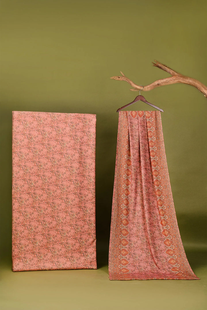 Traditional Pallu Unstitched Suit With Reversible Dupatta