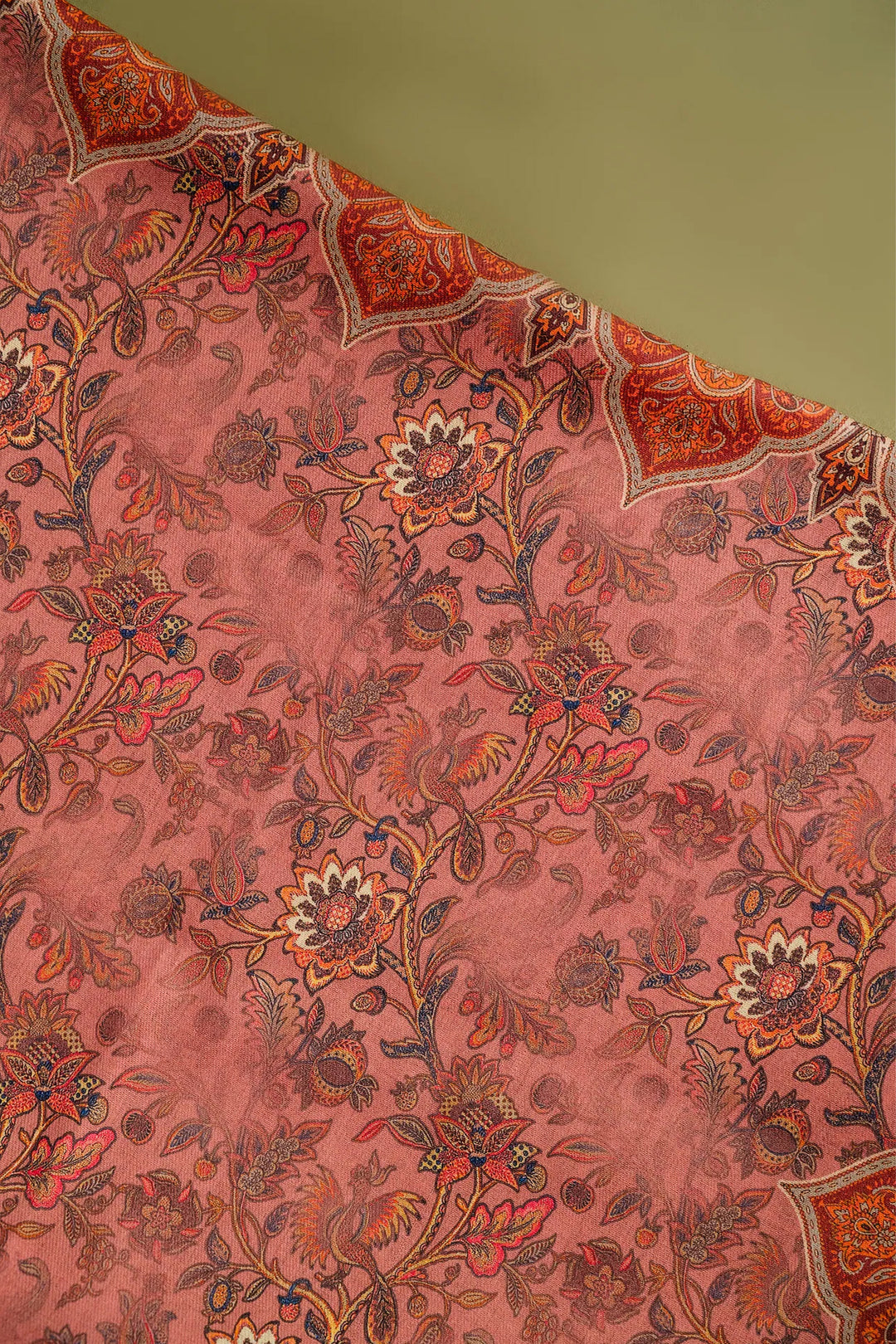 Traditional Pallu Unstitched Suit With Reversible Dupatta