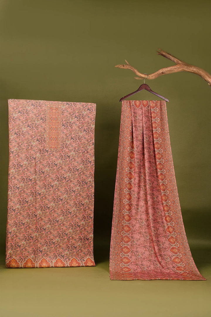 Traditional Pallu Unstitched Suit With Reversible Dupatta