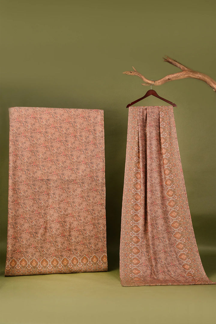 Traditional Pallu Unstitched Suit With Reversible Dupatta