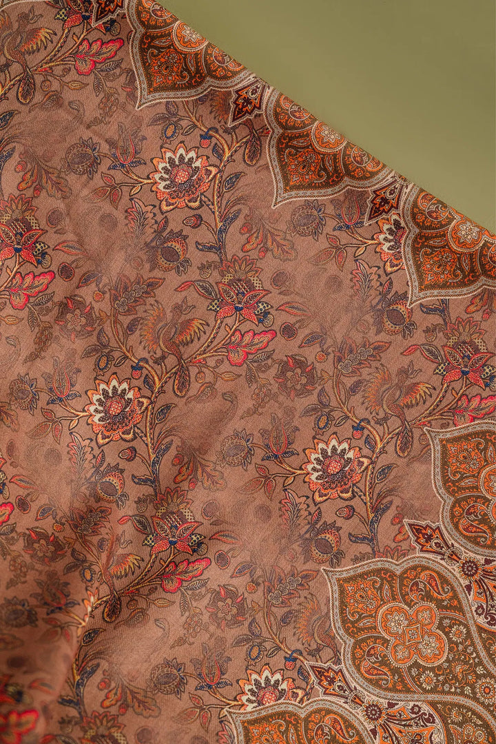 Traditional Pallu Unstitched Suit With Reversible Dupatta