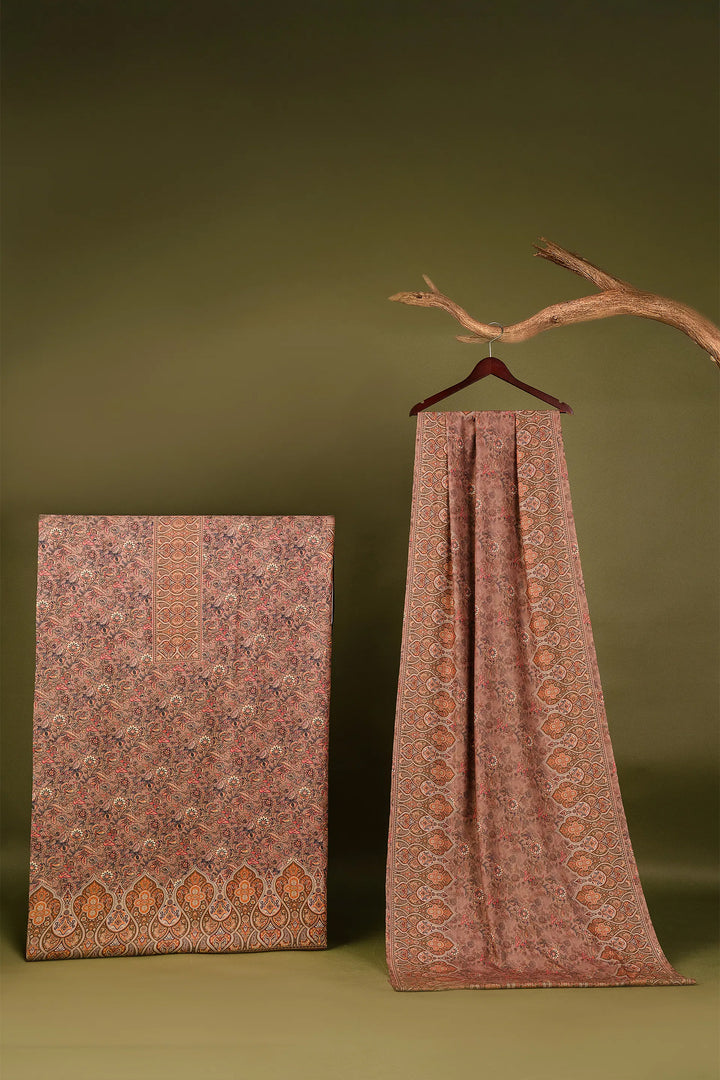 Traditional Pallu Unstitched Suit With Reversible Dupatta