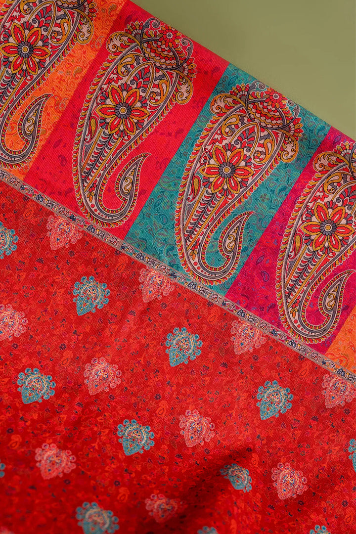 All Over Butti Style Unstitched Suit With Reversible Dupatta