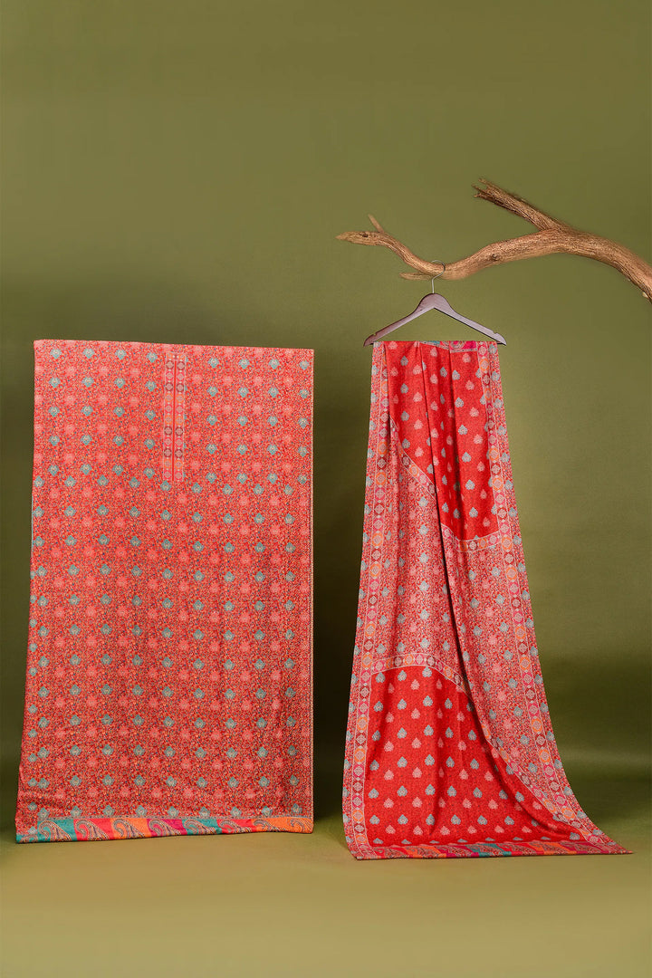All Over Butti Style Unstitched Suit With Reversible Dupatta
