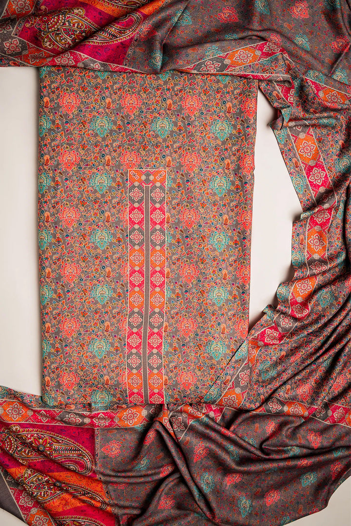 All Over Butti Style Unstitched Suit With Reversible Dupatta