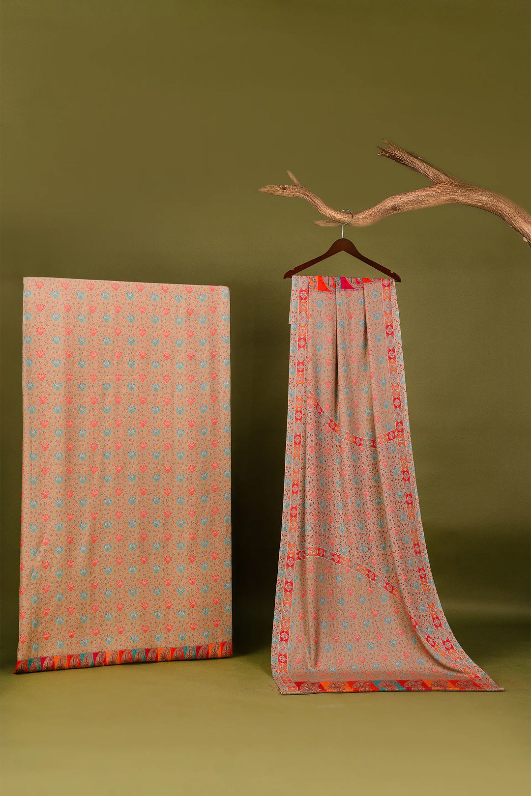 All Over Butti Style Unstitched Suit With Reversible Dupatta